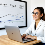 SEO and Content Success**

"A brightly lit, modern office scene. A young Italian woman is smiling and working on a laptop, showing a graph with upward trending arrows. Around her are whiteboards with handwritten notes about SEO keywords and content strategy.  She is wearing a stylish, professional, but comfortable outfit (e.g., a blazer with jeans or a fashionable blouse and trousers). Fully clothed, appropriate attire, safe for work, perfect anatomy, natural proportions, professional, modest, family-friendly.  The image emphasizes success and a data-driven approach to online marketing in Italy."

**